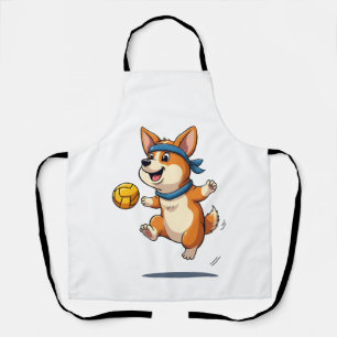 Vintage-Corgi-Volleyball-Illustration Süßer Hund A Schürze