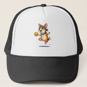 Vintage-Corgi-Volleyball-Illustration Süßer Hund A Truckerkappe