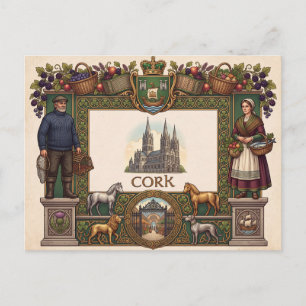 Vintage Cork City Irland Postkarte
