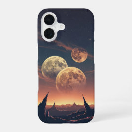 Vintage Cosmic Horizon with Two Moons iPhone 16 Hülle