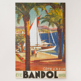 Vintage Cote D'Azur Alte Reise Kunst, Dichtung und Puzzle