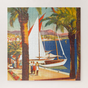 Vintage Cote D'Azur Alte Reise Kunst, Dichtung und Puzzle
