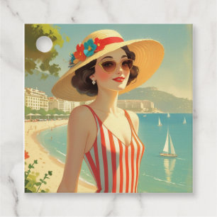 Vintage Cote D'Azur Beach Girl Geschenkanhänger