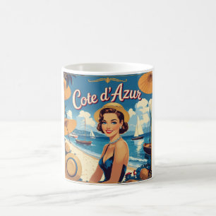 Vintage Cote D'Azur Beach Girl Kaffeetasse