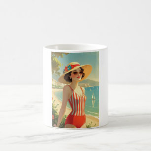Vintage Cote D'Azur Beach Girl Kaffeetasse