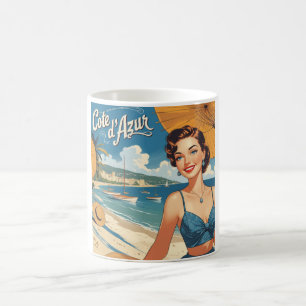 Vintage Cote D'Azur Beach Girl Kaffeetasse