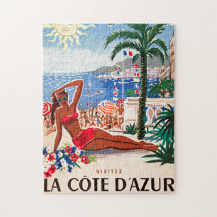 Vintage Côte d'Azur Beach Girl Puzzle