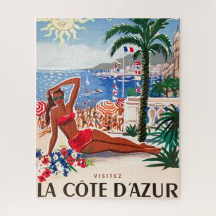 Vintage Côte d'Azur Beach Girl Puzzle