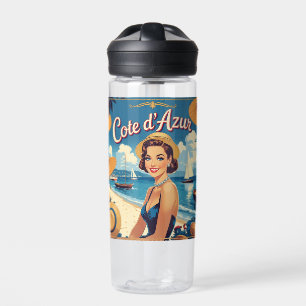 Vintage Cote D'Azur Beach Girl Trinkflasche