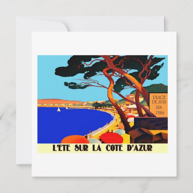 Vintage Côte d'Azur Feiertagskarte (Vorderseite)