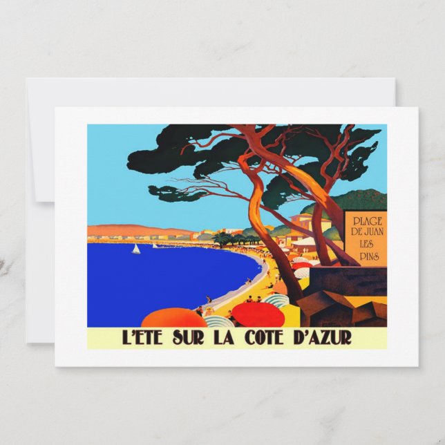 Vintage Côte d'Azur Feiertagskarte (Vorderseite)