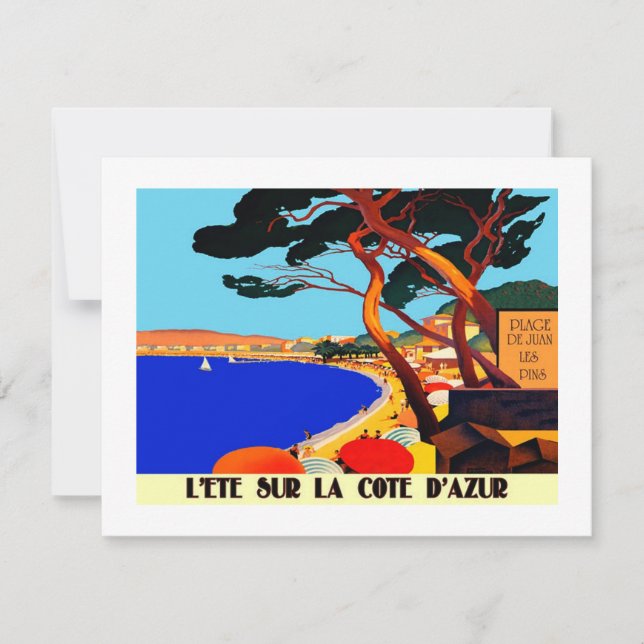 Vintage Côte d'Azur Feiertagskarte (Vorderseite)