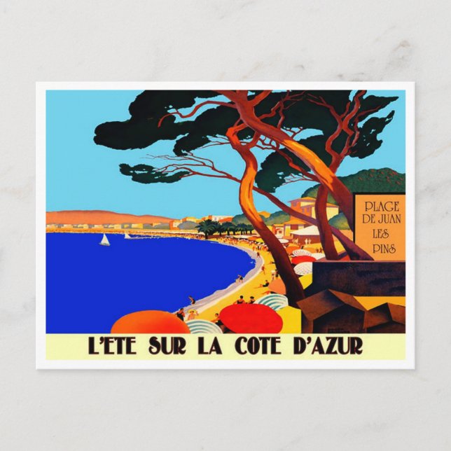 Vintage Côte d'Azur Feiertagspostkarte (Vorderseite)