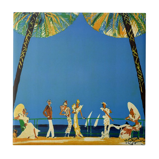 Vintage Côte d'Azur Fliese (Vorderseite)