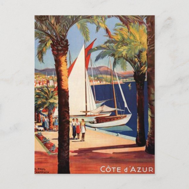 Vintage Côte d'Azur, Frankreich - Postkarte (Vorderseite)