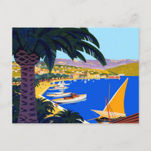 Vintage Cote D'Azur Illustration Travel Postcard Postkarte