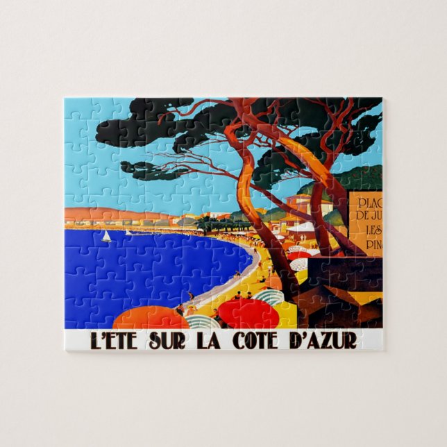 Vintage Côte d'Azur Kunst, Dichtung und Musik Puzzle (Horizontal)