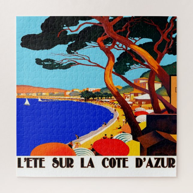 Vintage Côte d'Azur Kunst, Dichtung und Musik Puzzle (Vertikal)
