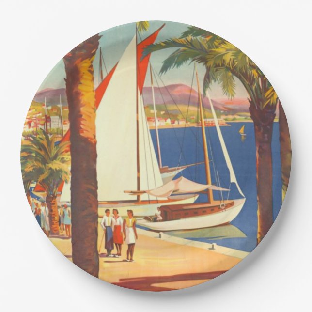 Vintage Côte d'Azur Pappteller (Vorderseite)