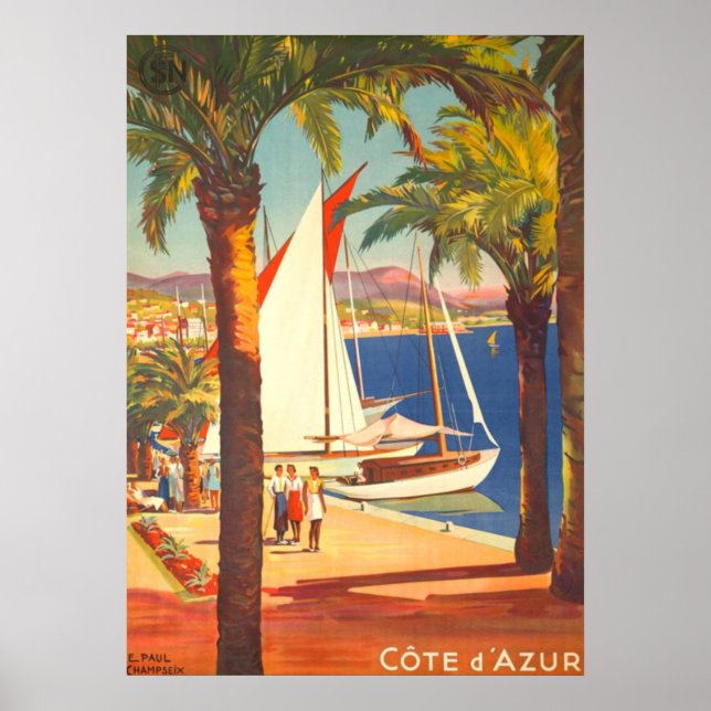 Vintage Côte d'Azur Poster (Vorne)