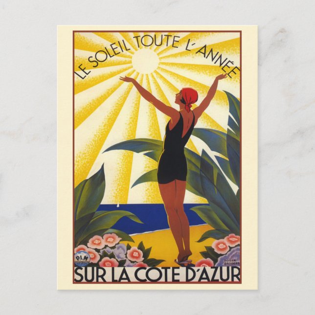 Vintage Côte d'Azur Postkarte (Vorderseite)