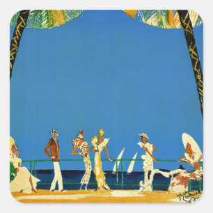 Vintage Côte d'Azur Quadratischer Aufkleber