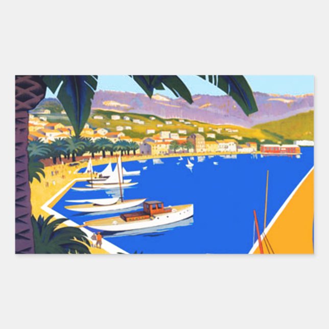 Vintage Cote D'Azur Rechteckiger Aufkleber (Vorderseite)