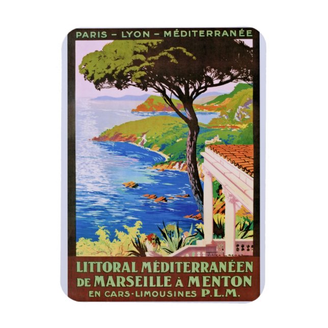 Vintage Côte d'Azur Reisebüro und Poster Magnet (Vertikal)