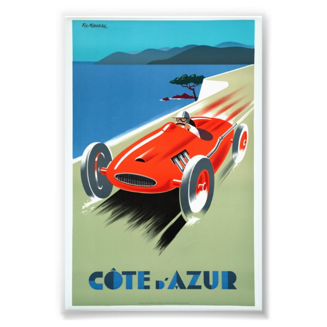 Vintage Côte d'Azur Riviera Racing Reisen P Fotodruck (Vorne)