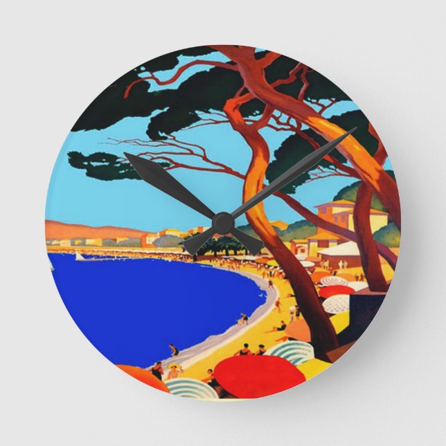 Vintage Côte d'Azur Runde Wanduhr (Vorderseite)