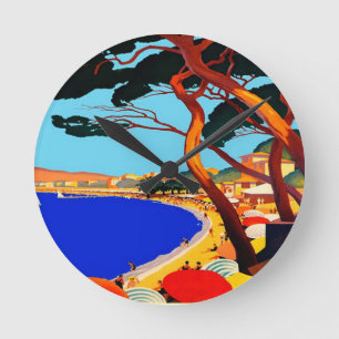 Vintage Côte d'Azur Runde Wanduhr