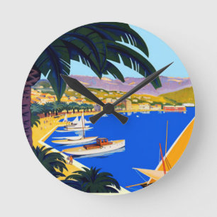 Vintage Cote D'Azur Runde Wanduhr