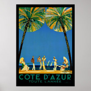 Vintage Cote D'Azur Toute Lannee Französisch Reise Poster