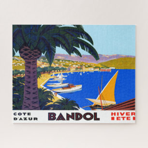 Vintage Cote D'Azur Travel Illustration Puzzle