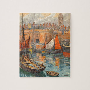 Vintage Cote d'Emeraude Saint Malo Port Tourismus Puzzle