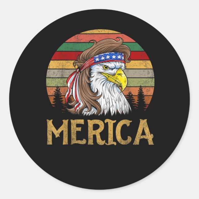 Vintage cottage eagle merica indians runder aufkleber (Vorderseite)