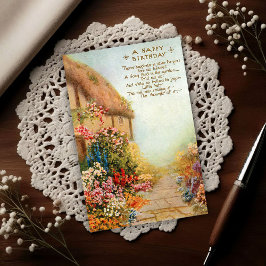 Vintage Cottage Garden 1917 Geburtstag Postkarte