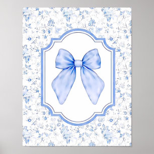 Vintage Cottagecore-Blauer Bogen mit Blumenmuster Poster