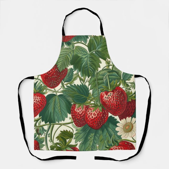 Vintage Cottagecore Botanische Erdbeere  Schürze (Vorderseite)