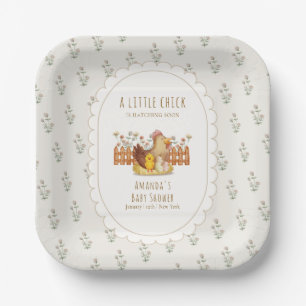 Vintage Cottagecore Hühner Blumen Baby Shower Pappteller