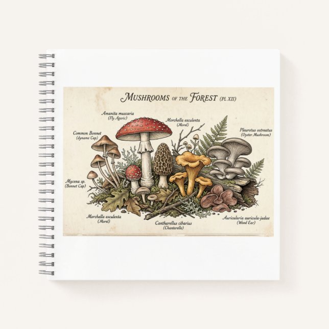 Vintage Cottagecore Pilz Journal Notizbuch (Vorderseite)