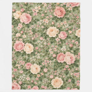 Vintage Cottagecore Rosa Rosen Blumenmuster Fleece