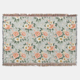 Vintage Cottagecore-Rosen-Wolldecke Decke