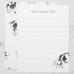 Vintage Cottagecore-Schwein LineArt Minimalist Mus Briefbogen