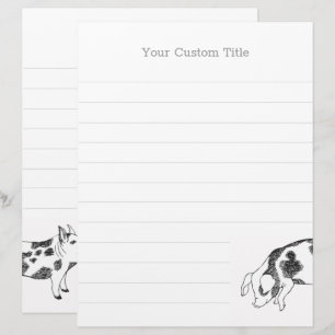 Vintage Cottagecore-Schwein LineArt Minimalist Mus Briefbogen