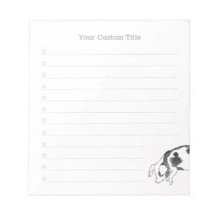 Vintage Cottagecore-Schwein LineArt Minimalist Mus Notizblock