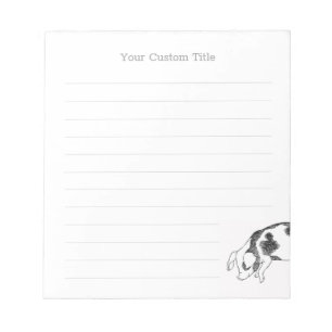 Vintage Cottagecore-Schwein LineArt Minimalist Mus Notizblock