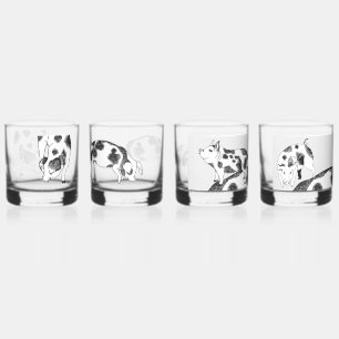 Vintage Cottagecore-Schwein LineArt Minimalist Mus Whiskyglas