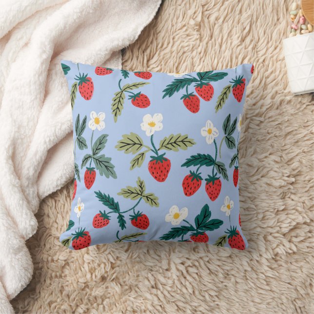 Vintage Cottagecore Strawberry Pattern Kissen (Decke)