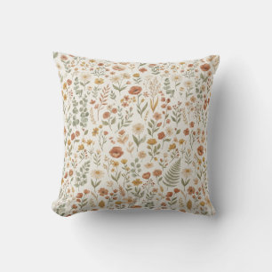 Vintage Cottagecore Wildflower Blumen Erdtöne Kissen